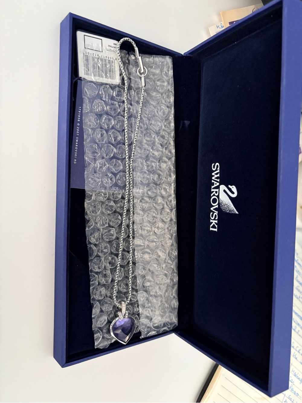 Swarovski Silver Necklace with Purple Heart Pendant